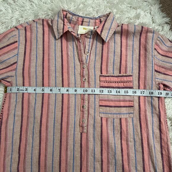 Maeve by Anthropologie Multicolored Striped Lida Linen Cotton Blend Shirt Size S - Picture 9 of 9
